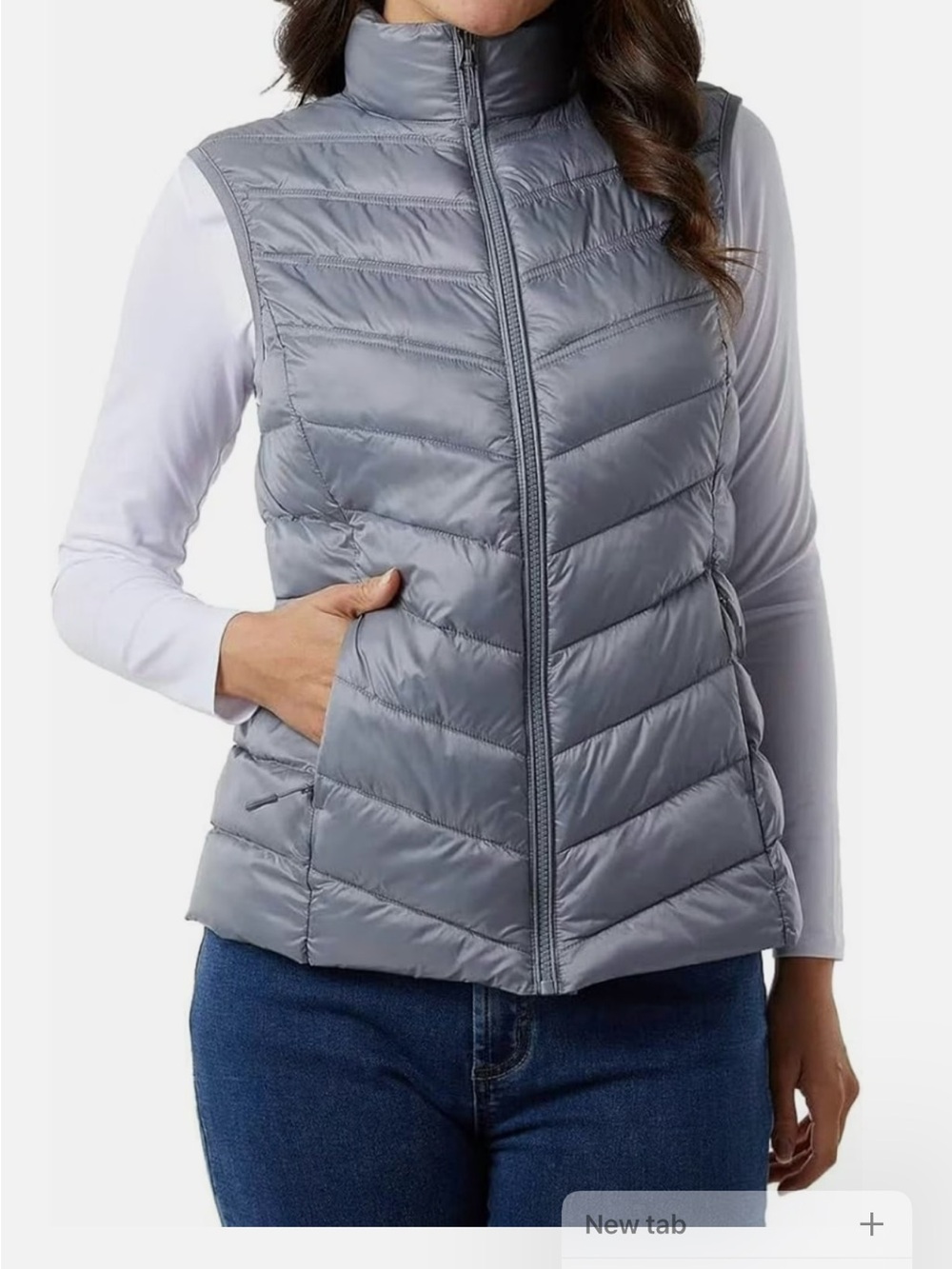 Women’s Light Gray Quilted Puffer Vest-Small